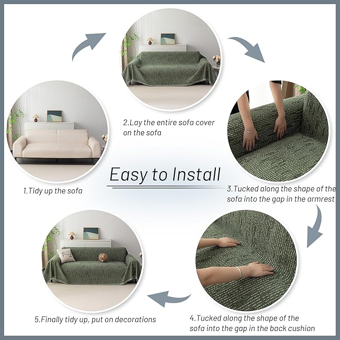 MYSKY HOME Loveseat Cover Moss Green Couch Cover Sectional Couch Covers