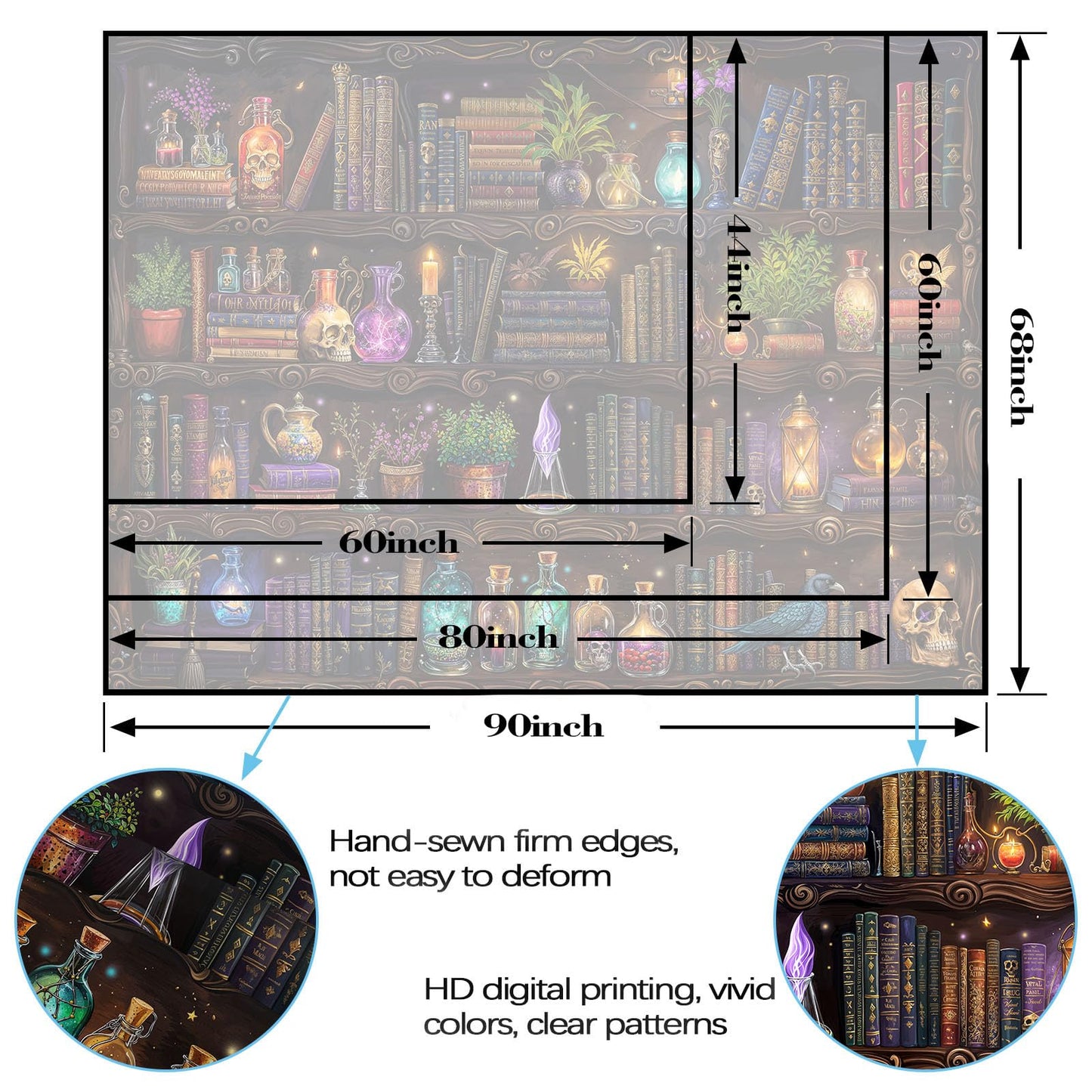 Spenlife Witch Bookshelf Tapestry Wall Decorative Tapestry Bookshelf Tapestries Wall Hanging for Bedroom Living Room Decor C 44"x60"