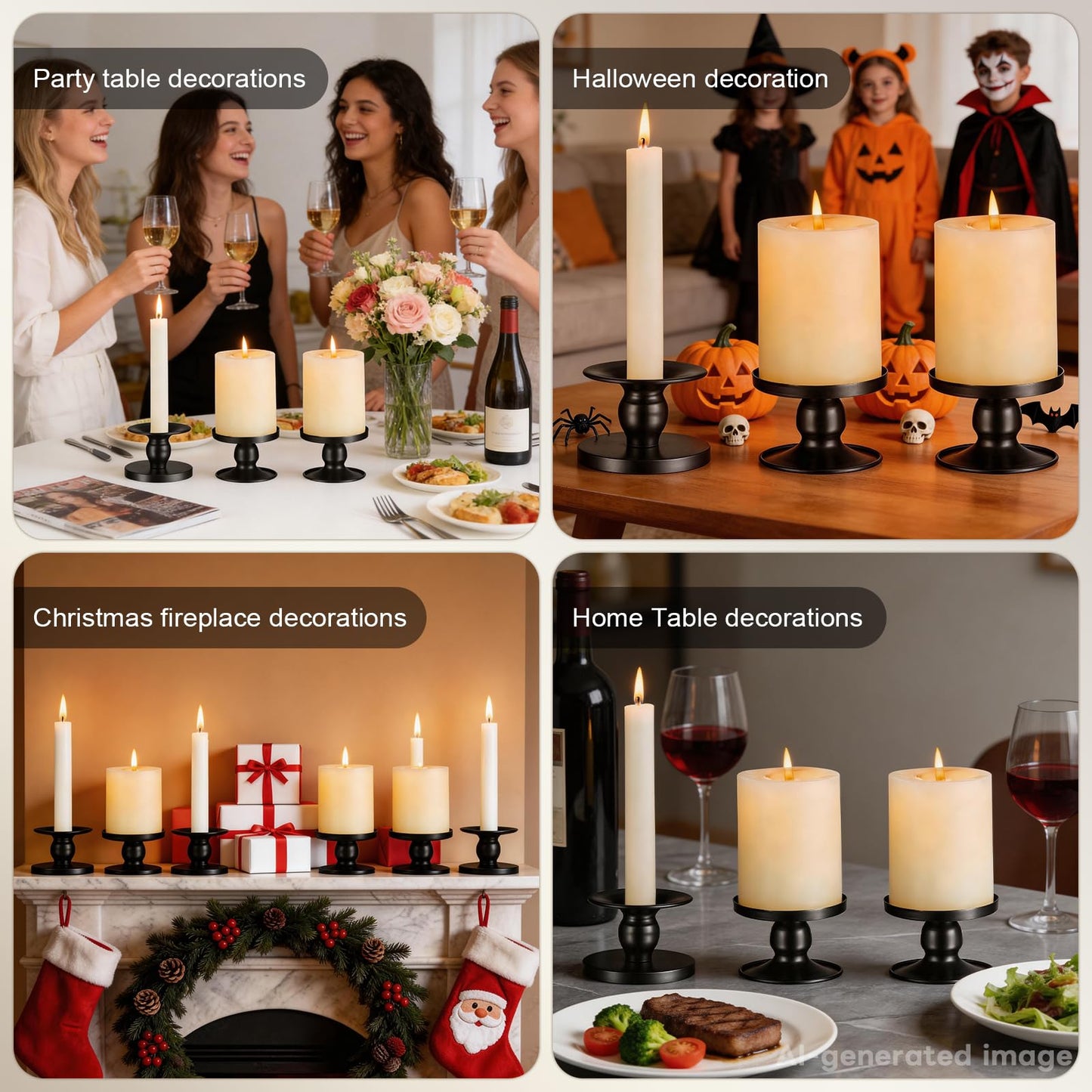 Pillar & Taper Dual Candle Holder: Fits 3" and 0.87" Diameter Candles
