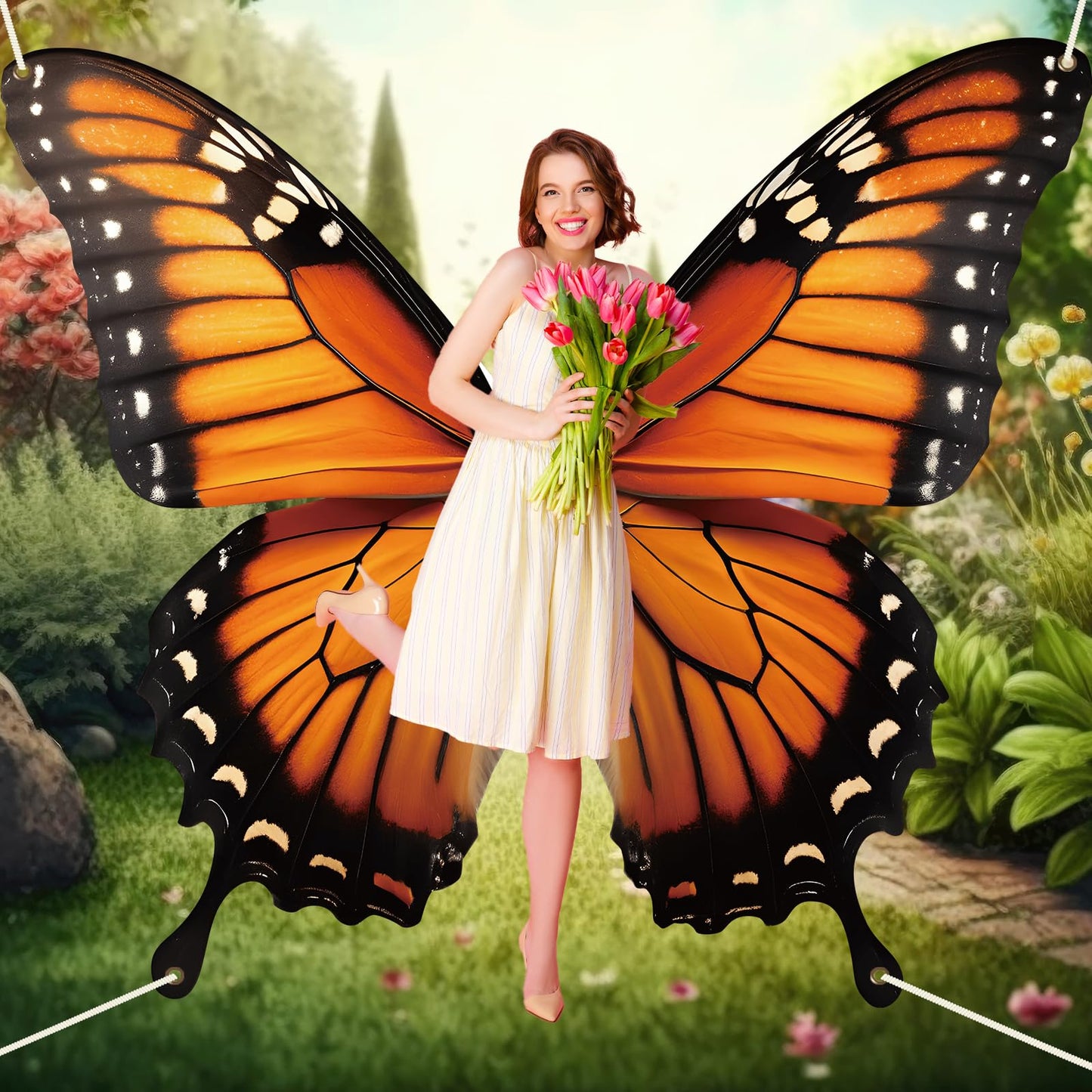 Butterfly Wings Backdrop Decoration Spring Monarch Butterfly Decor Photograph Background VBS Large Butterflies Party Hanging Banner Birthday Supplies for Women Girl Halloween Booth Photo Props Wall