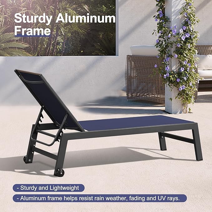 PURPLE LEAF Outdoor Patio Chaise Lounge Set 4 Pieces Pool Lounge Sunbathing