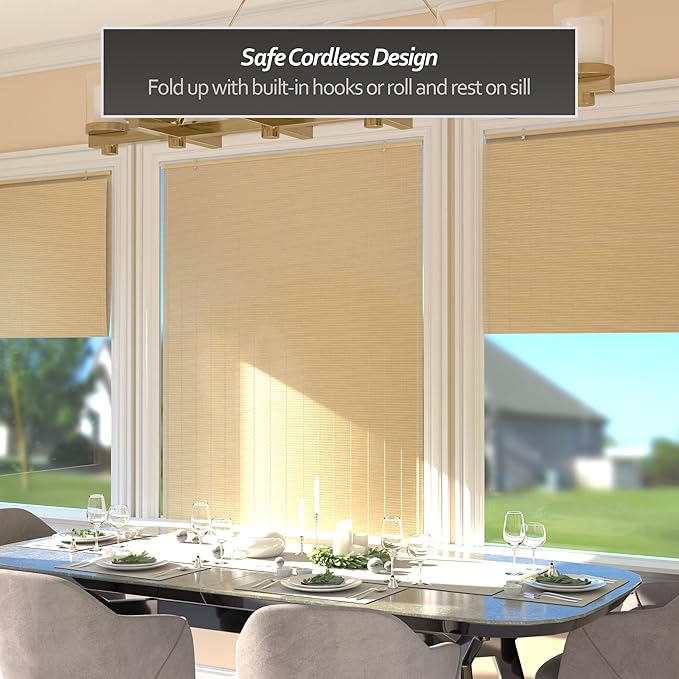 Red Lantern Bamboo Cordless Window Shade