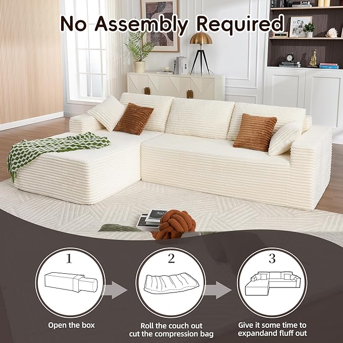 Opiesit 108" Boneless Couches for Living Room, Modular Sectional Sofa