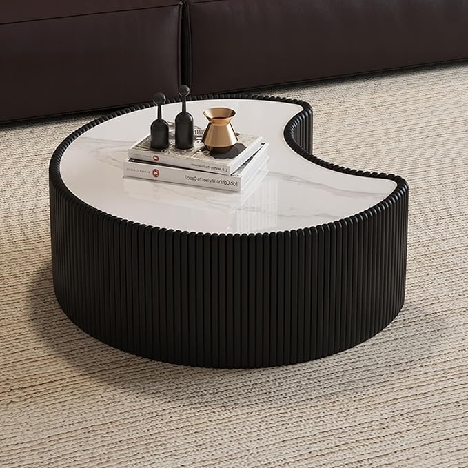 Modern Nesting Coffee Table Set of 2, Creative Moon Coffee and End Table Set