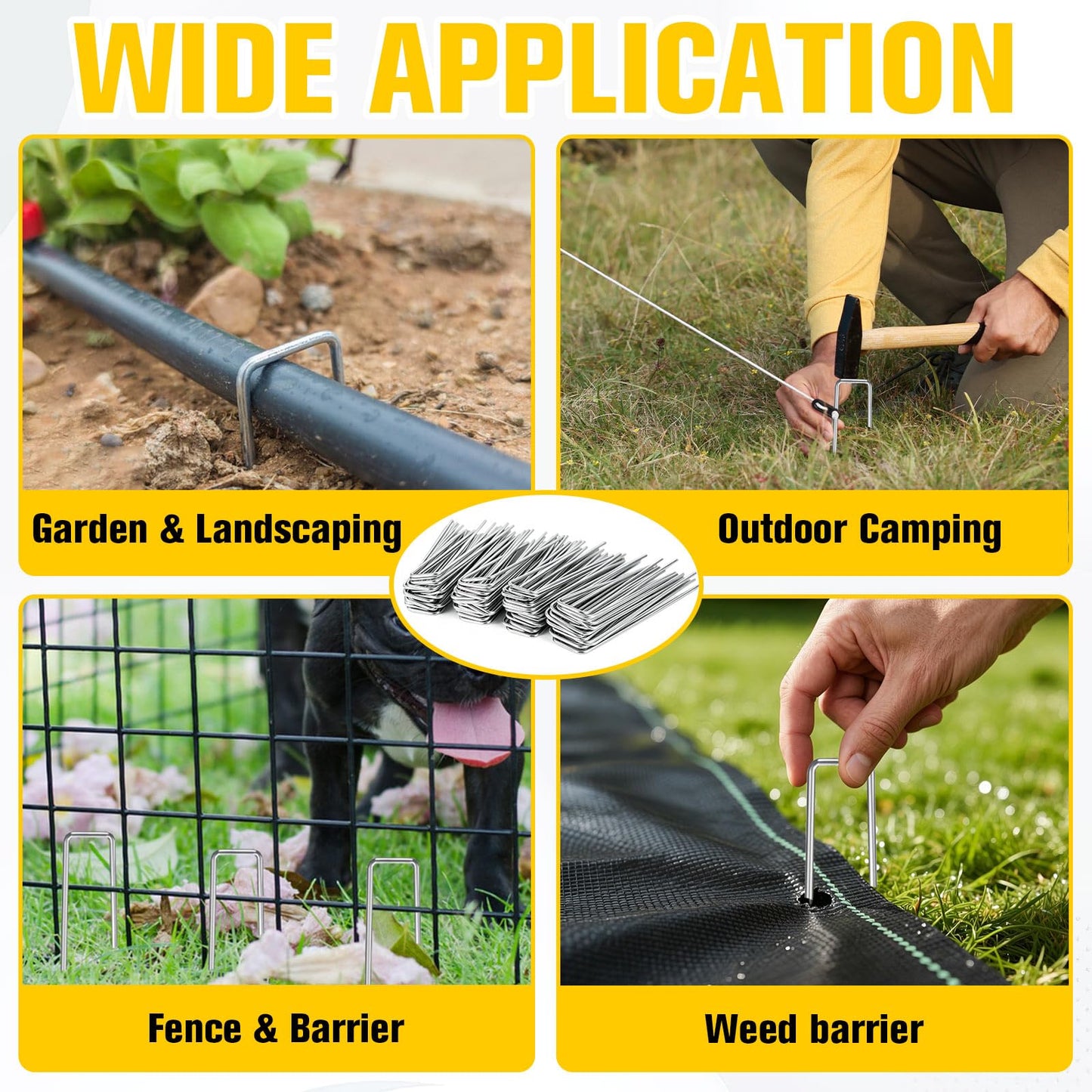 150 Pack 6 Inch Landscape Staples, Heavy Duty Anti-Rust Garden Stakes, 11 Gauge Galvanized SOD Landscaping Fabric Pins Garden Staples for Weed Barrier Fabric, Irrigation Tubing, Lawn and Fence