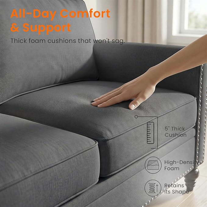 2 Piece Living Room Sofa Sets, Modern 3 Seater Sofa and Armchair Sets, Linen
