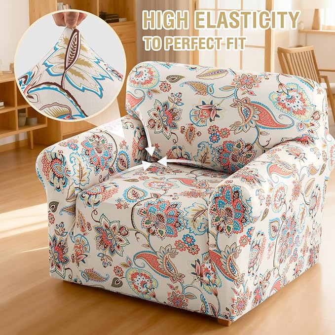 H.VERSAILTEX Floral Pattern Chair Covers Armchair Printed Chair Slip Covers