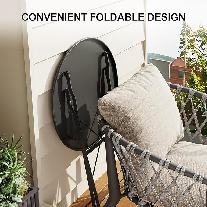 3-Piece Folding Bistro Set, Outdoor Patio Furniture Set