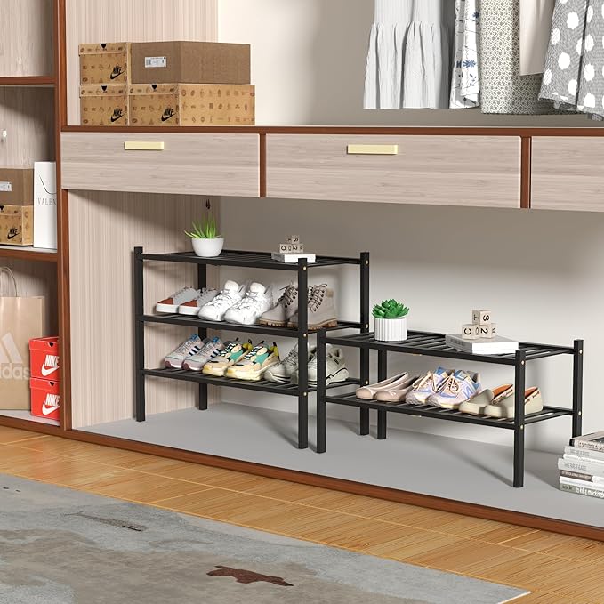 ROMGUAR CRAFT 2 Tier Bamboo Shoe Rack