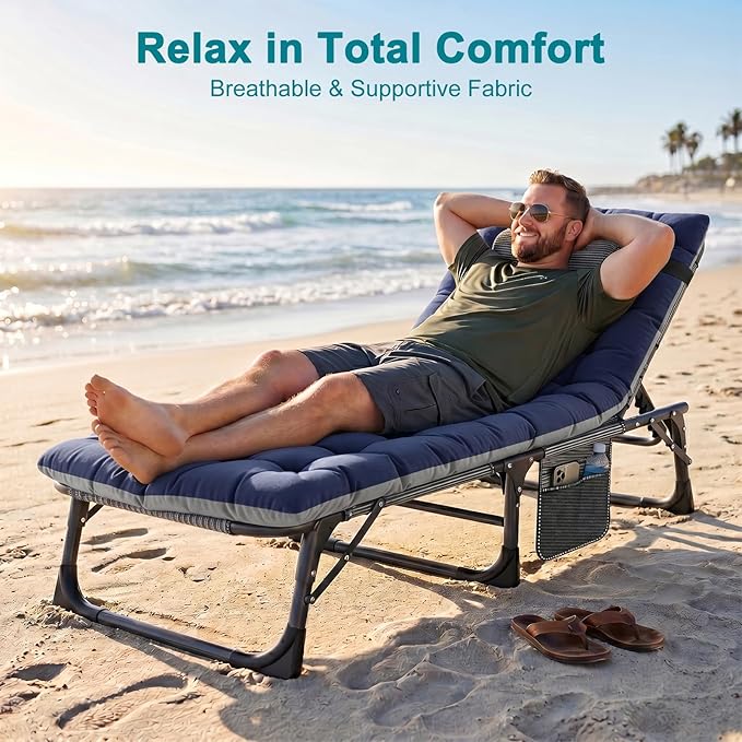 ABORON 2PK Heavy Duty Tanning Chair, 5-Gear Outdoor Folding Chaise Lounge Chair