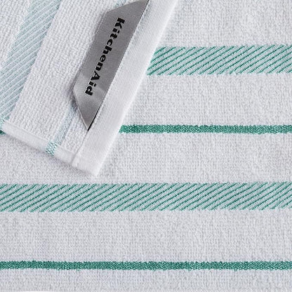 KitchenAid Albany Dishcloth 8 Pack Set, Aqua Sky/White