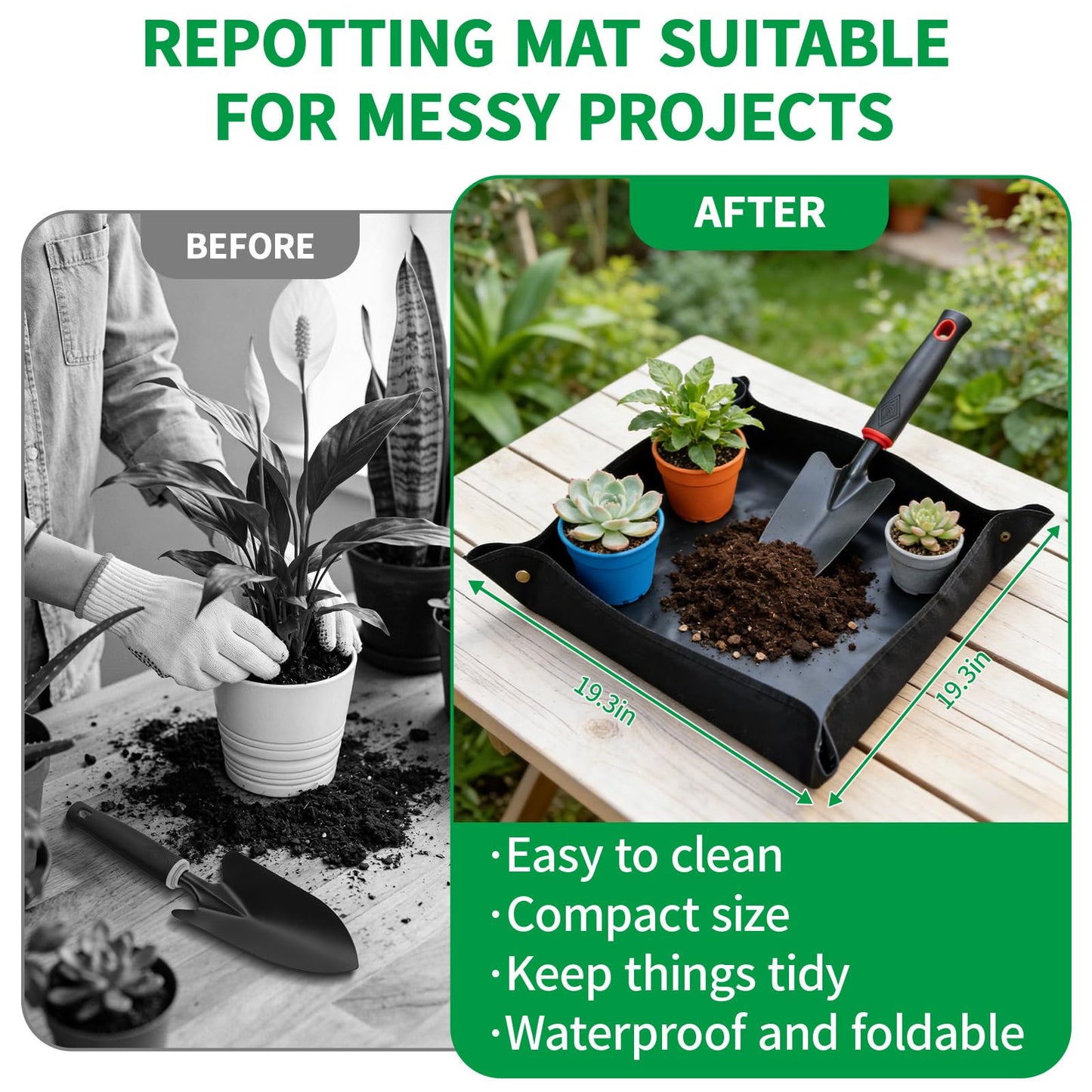 SHAOKAOLU 10 Pcs Gardening Tool Set - Heavy Duty Garden Kit with Stainless Steel Pruning Shears, Trowel Garden Tool, Kneeling Pads, Repotting Mat - Garden Tote, Ideal Gardening Gifts for Women and Men