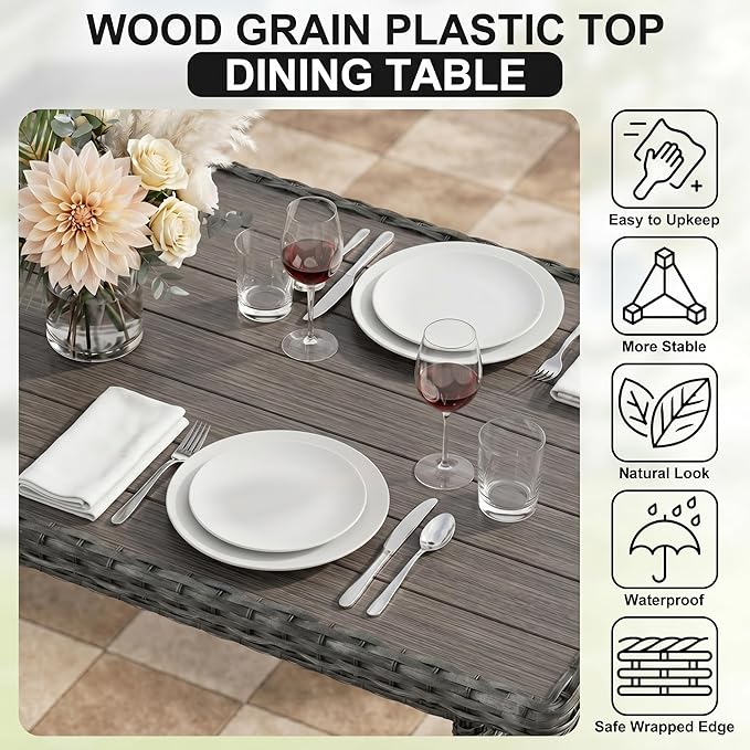 LOUVIXA 7 Pieces Patio Furniture Set, Outdoor Patio Furniture, Wicker