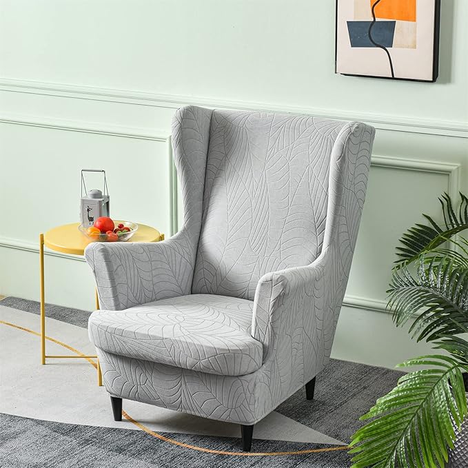 KRFOONN Stretch Wing Chair Slipcovers Jacquard 2 Piece Wingback Chair Covers