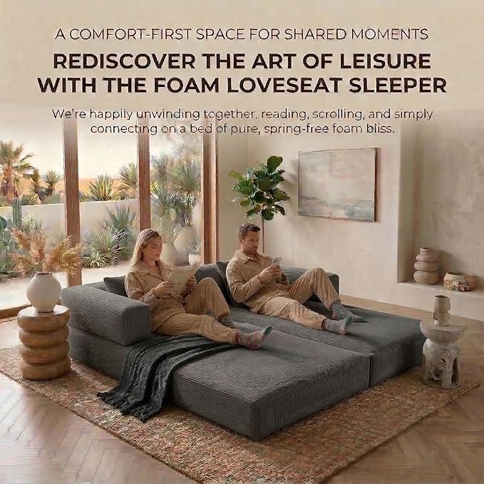 78" 4-in-1 Convertible Sofa Bed, Boneless Corduroy Sleeper Couch