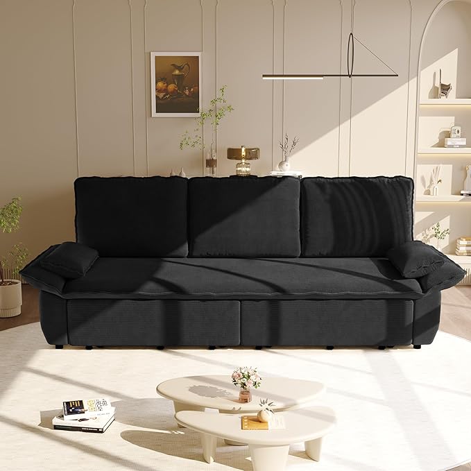 KEIKI 94.5" King Pull-Out Sofa Bed, 3-in-1 Convertible Couch
