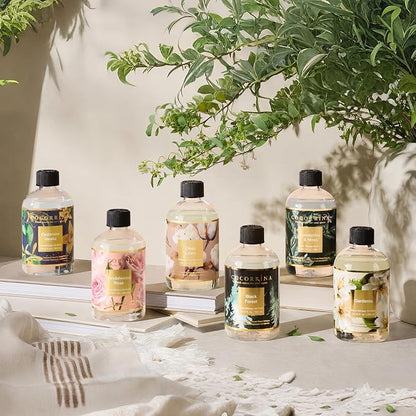 Cocorrína Reed Diffuser Refill Eucalyptus & Moss 10.14oz (300ml) with 8 Sticks - Premium Long-Lasting Floral Essential Oil, Home Fragrance for Bedroom, Bathroom Home Decor