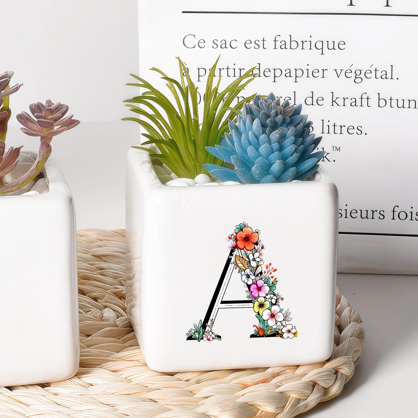 BJDAMAI Succulent Planter Flower Plant Pot Small, Gifts for Teens Toddler Girls Kids Daughter, Granddaughter, Sister, Niece Birthday Themed Party (Letter A)
