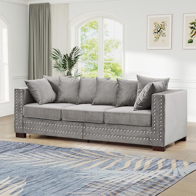 2 Pieces Velvet Couch and Loveseat Sets, Mid Century Modern Couch
