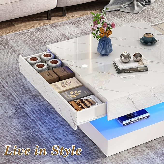 jiteentarou 33.9 Inch Modern LED Coffee Table