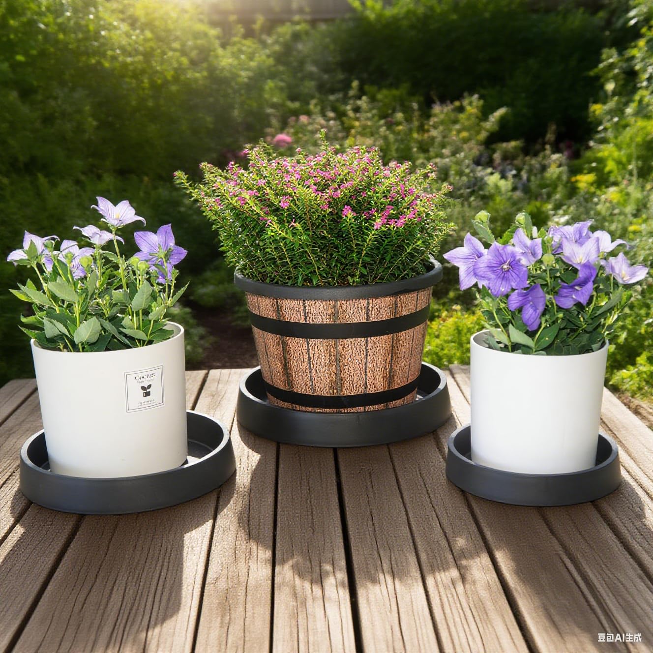 Bleuhome Plant Saucer Tray for Ceramic Plastic Pots, 14 inch Plant Saucers for Indoors, Pot Saucers Trays, Bird Bath Bowls, Flower Planter Water Drip Trays for Pots Base (14", Black)