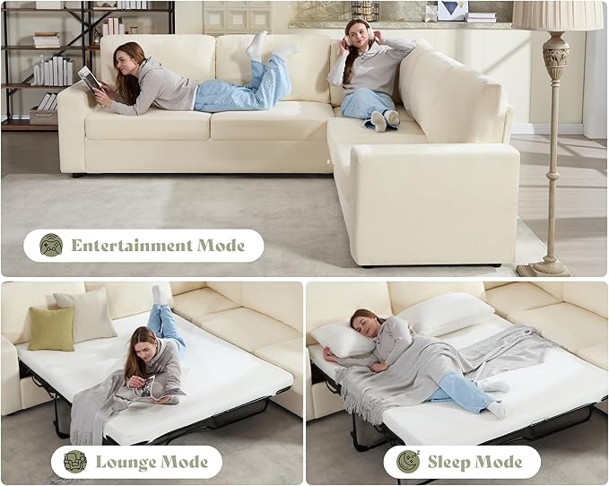 AMERLIFE 106" Oversized Sofa Bed, Sectional Sleeper Sofa