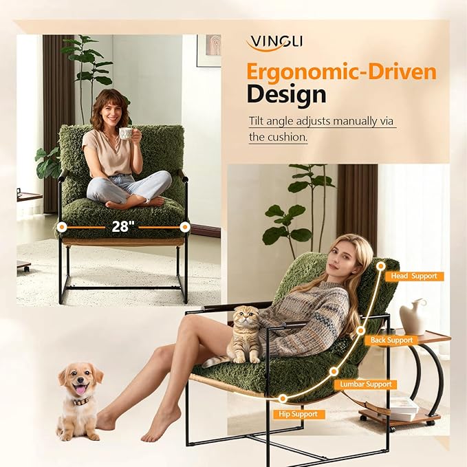 VINGLI 28" Wide Plush Upholstery Sling Modern Accent Chair