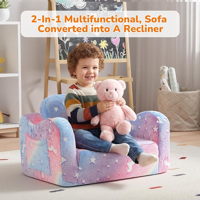 MeMoreCool Glowing Rainbow Unicorn Kids Chair