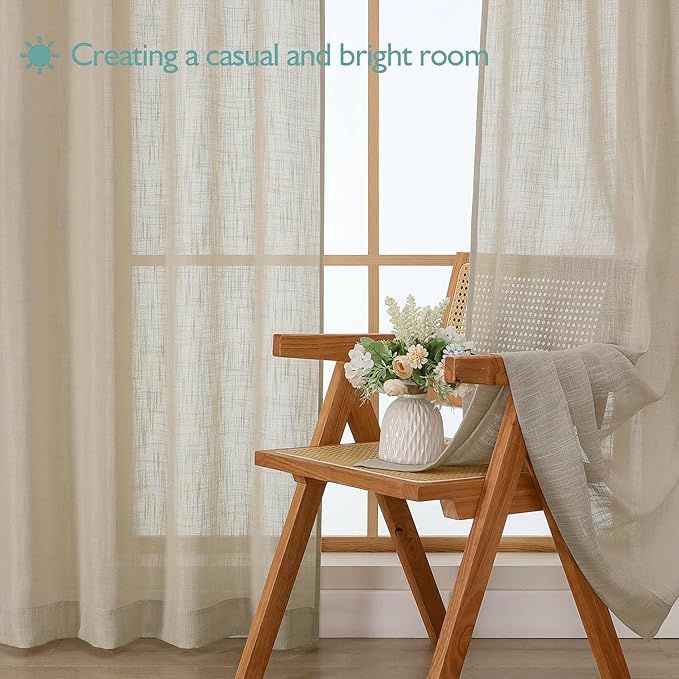 Chyhomenyc Semi Sheer Curtains 84 Inches Long 2 Panels Set, Light Filtering