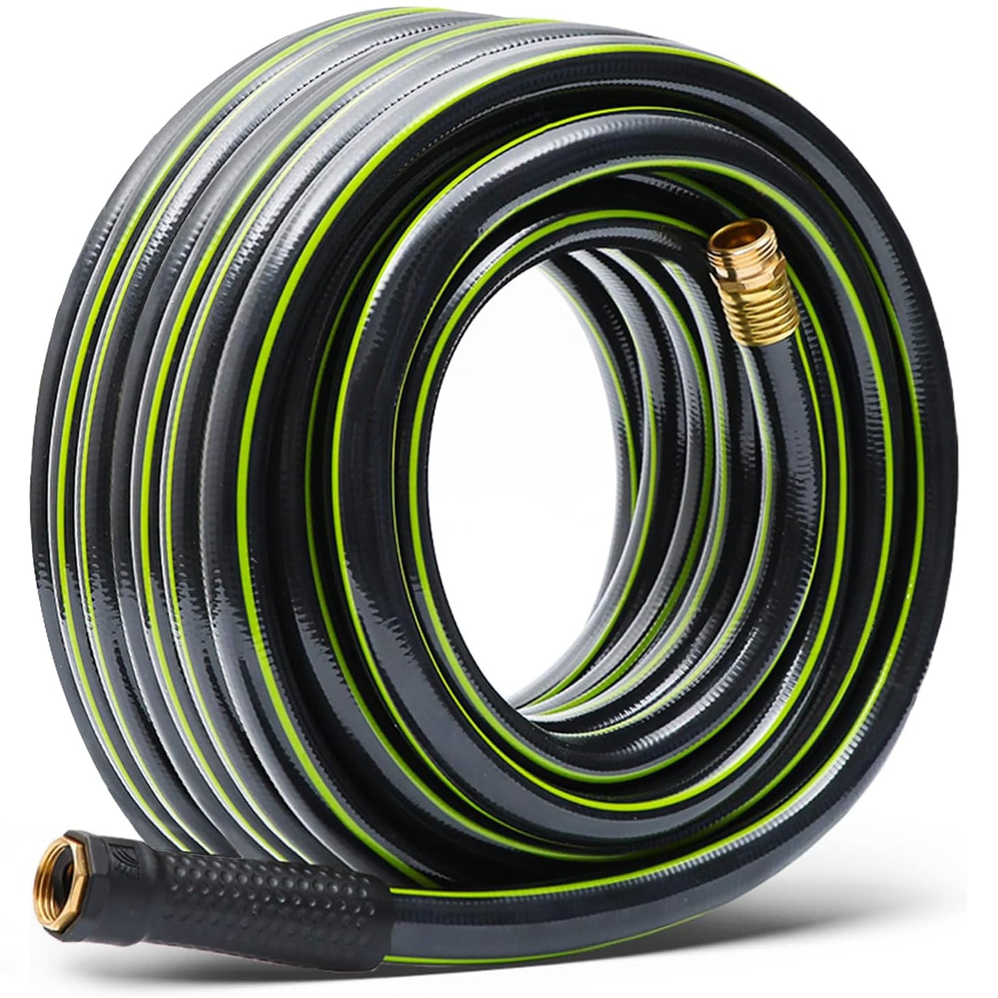 Worth Leader Long Garden Hose 5/8 in. x 50 ft. -No Kink, Flexible, Leakproof, Male to Female Fittings -Heavy Duty Durable PVC Lightweight Water Pipe with Brass Aluminum Ends for Household & Yard Use