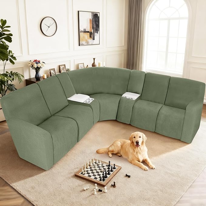 ALIECOM 100% Waterproof Recliner Sectional Couch Covers L Shape Stretch Corner