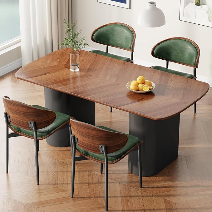 REONEY Dining Chairs Set of 8, Mid-Century Modern Upholstered PU Leather Chairs
