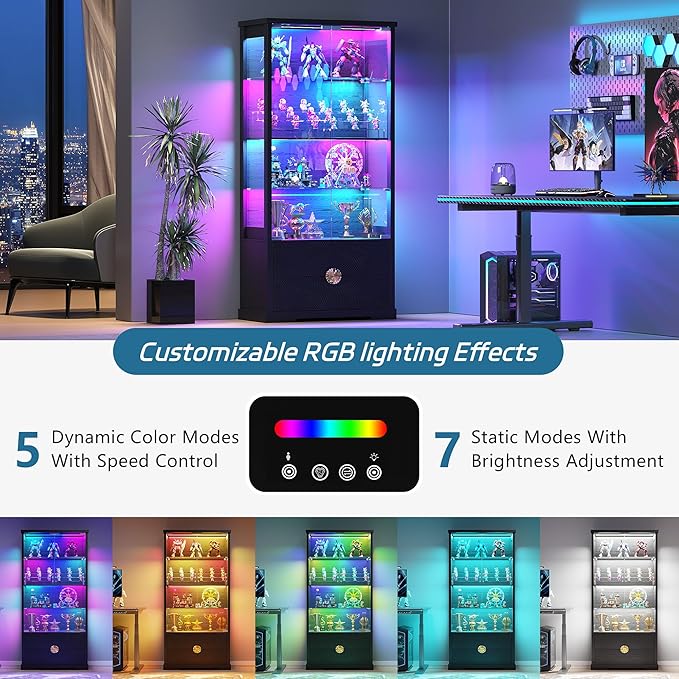 TAGELIER RGB Glass Display Cabinet