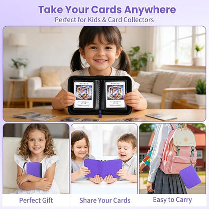 Mini Trading Card Binder Album, 1 Pocket Card Binder with 20 Double-Sided Pages 40 Pockets, Side Loading Small Card Binder for Trading Cards, Single Card Holder Book for Collectors and Kids