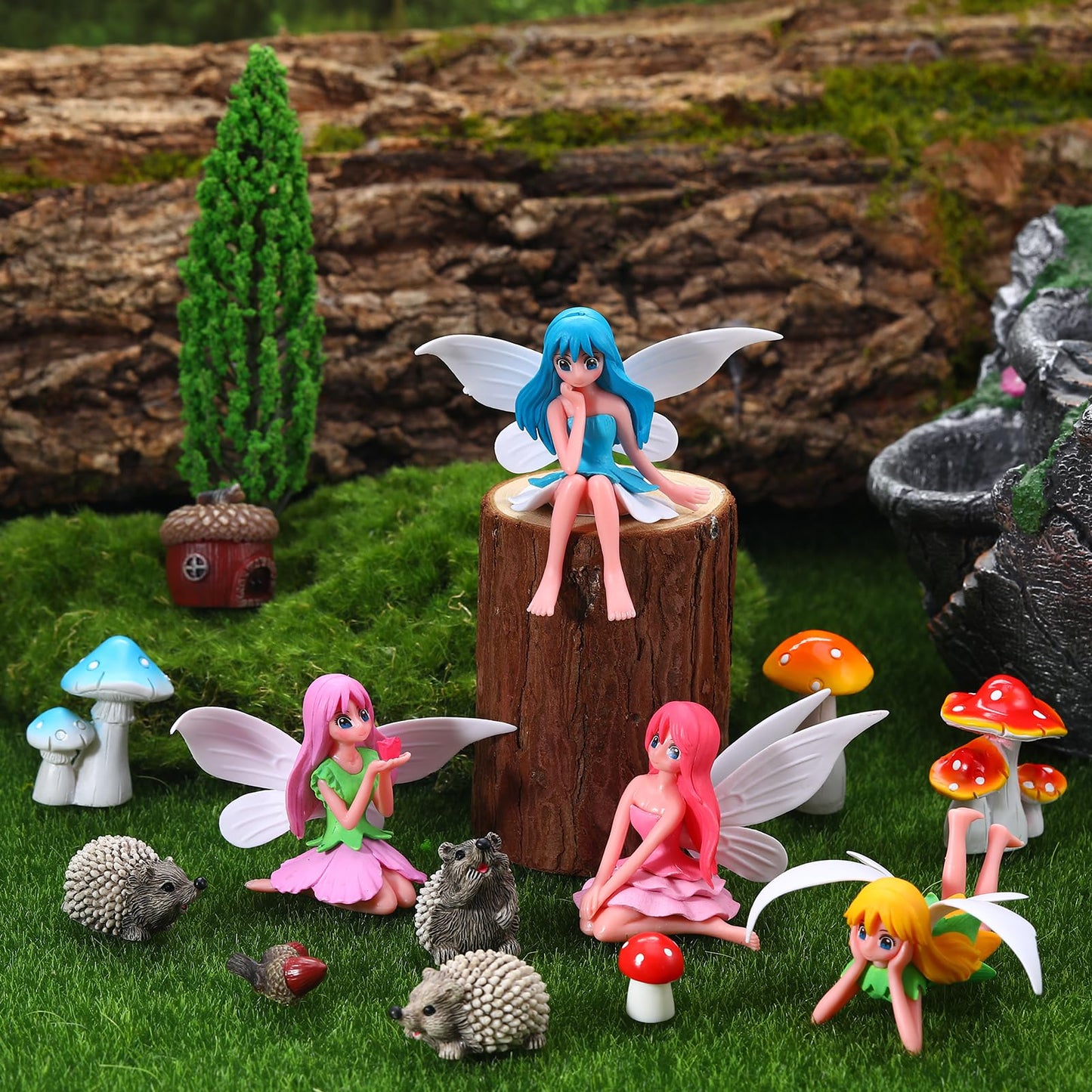 GGSTDDUP 20Pcs Fairy Garden Accessories, Miniature Garden Ornaments Landscape Decorations Mini Fairy Figures Animal Plant Set for DIY Terrarium Potted Plants Dollhouse Desk Decor