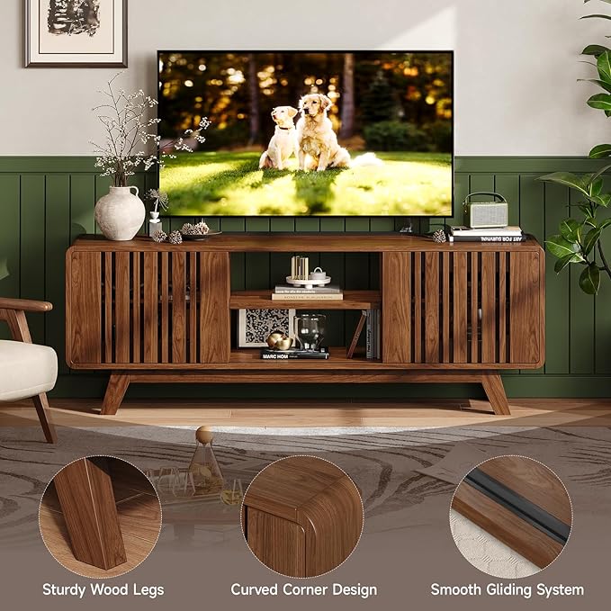 ONBRILL 63-Inch TV Stand for TVs up to 75 Inch, Mid-Century Modern Television