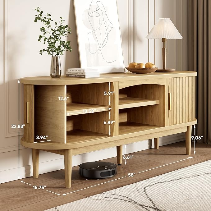 Decofy Mid Century TV Stand for TVs up to 65 Inches, Entertainment Center