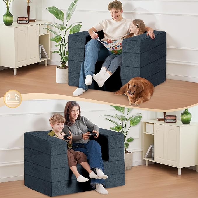 Futon Sofa Bed with Pillow, 3-in-1 Sleeper Sofa Bed with Removable Cover