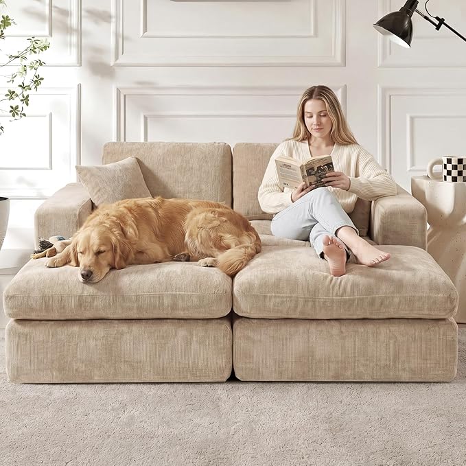 80.7" Oversized Double Chaise Lounge Chair Indoor, Cloud Boneless Sleeper Sofa