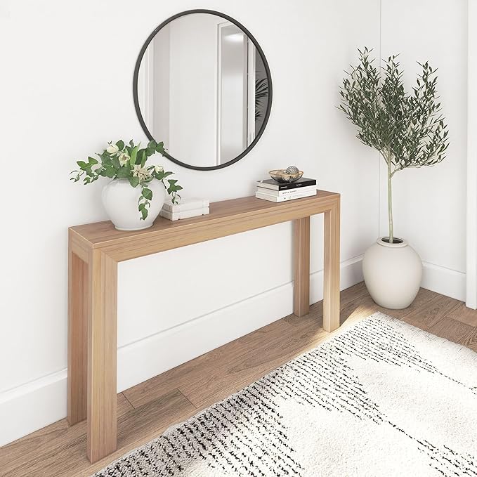 Plank+Beam Modern 56 Inch Console Table, Solid Pine Wood Entryway Table