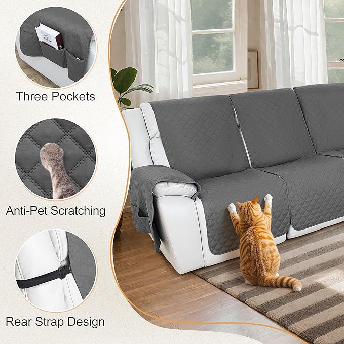 HDCAXKJ 100% Waterproof Reclining Sectional Couch Covers L Shape Recliner Sofa