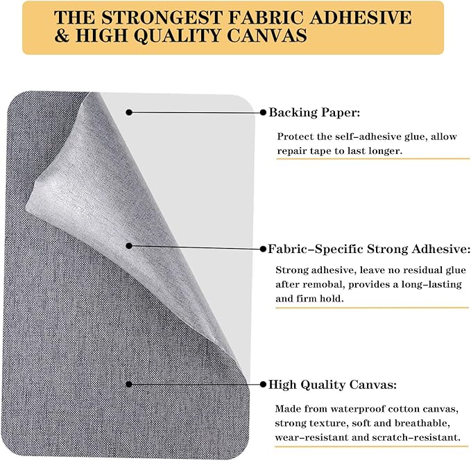 Canvas Repair Patch 8 x12 Inch, Self-Adhesive Waterproof Linen Repair Patches