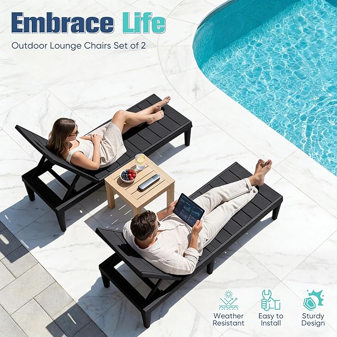 Devoko Outdoor Chaise Lounge Chair Set of 2