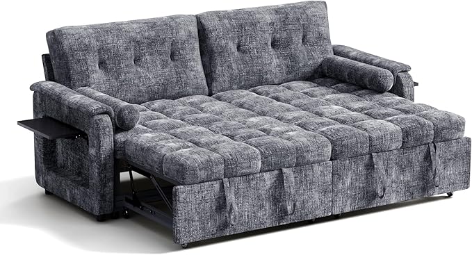 Convertible Sleeper Sofa Bed, 86 Inch Chenille Pull Out Couch