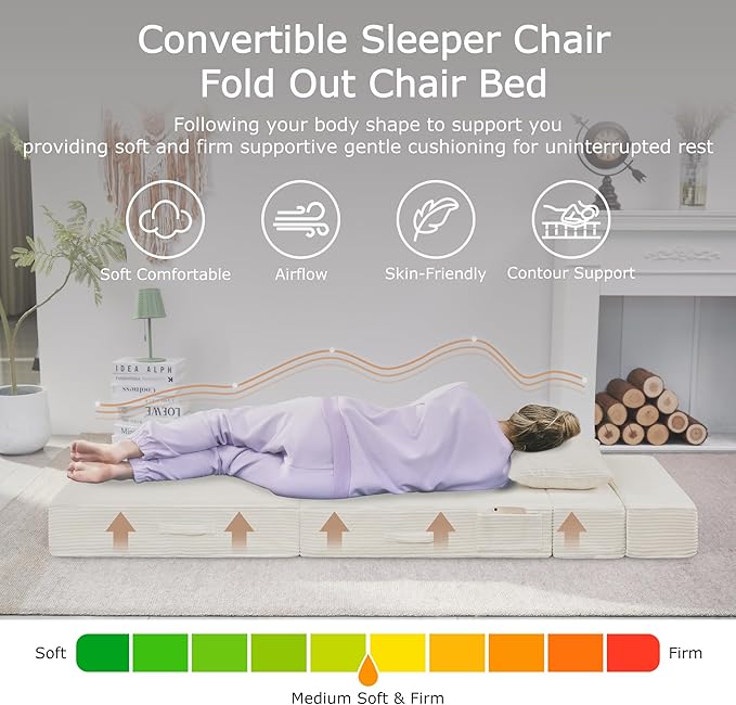Folding Sofa Bed, 4 in 1 Convertible Sleeper Chair