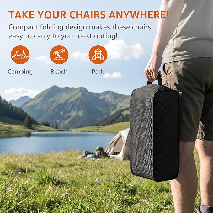 Armless Rocking Camping Chair for Adults, Portable Folding Outdoor Rocker