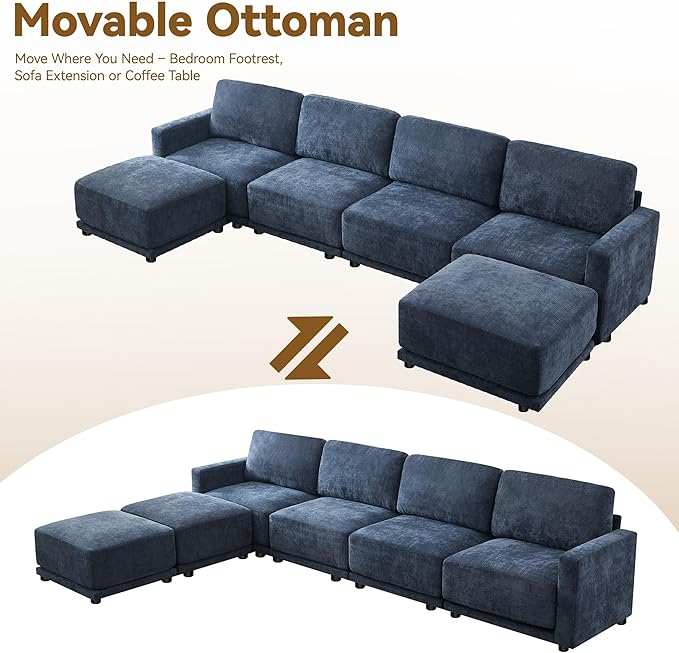 77.4" Chenille Modular Loveseat Oversized Upholstered 2 Seater Sectional Sofa