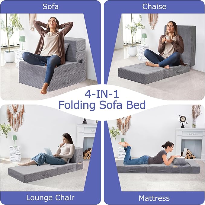 Folding Sofa Bed, 4 in 1 Convertible Sleeper Chair