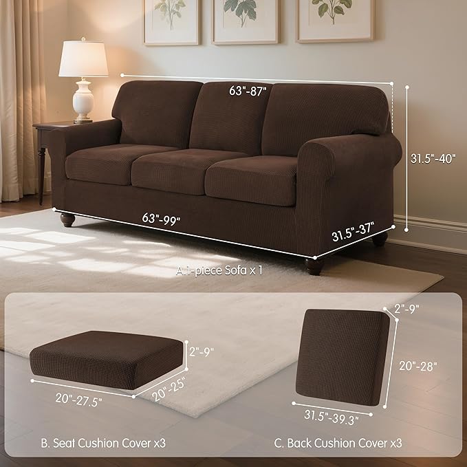 SUBRTEX 7 Pieces Stretch Sofa Slipcover, Couch Cover