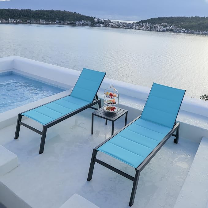 PURPLE LEAF Outdoor Lounge Chairs Aluminum Chaise Lounge Set of 2 Patio Chaise